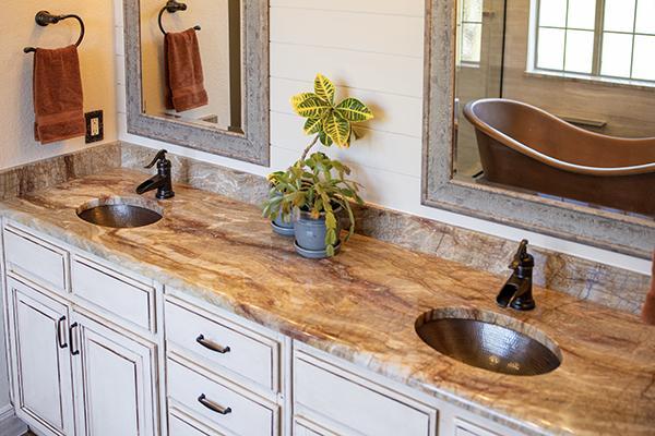 Bathroom Double Sink Copper Tub