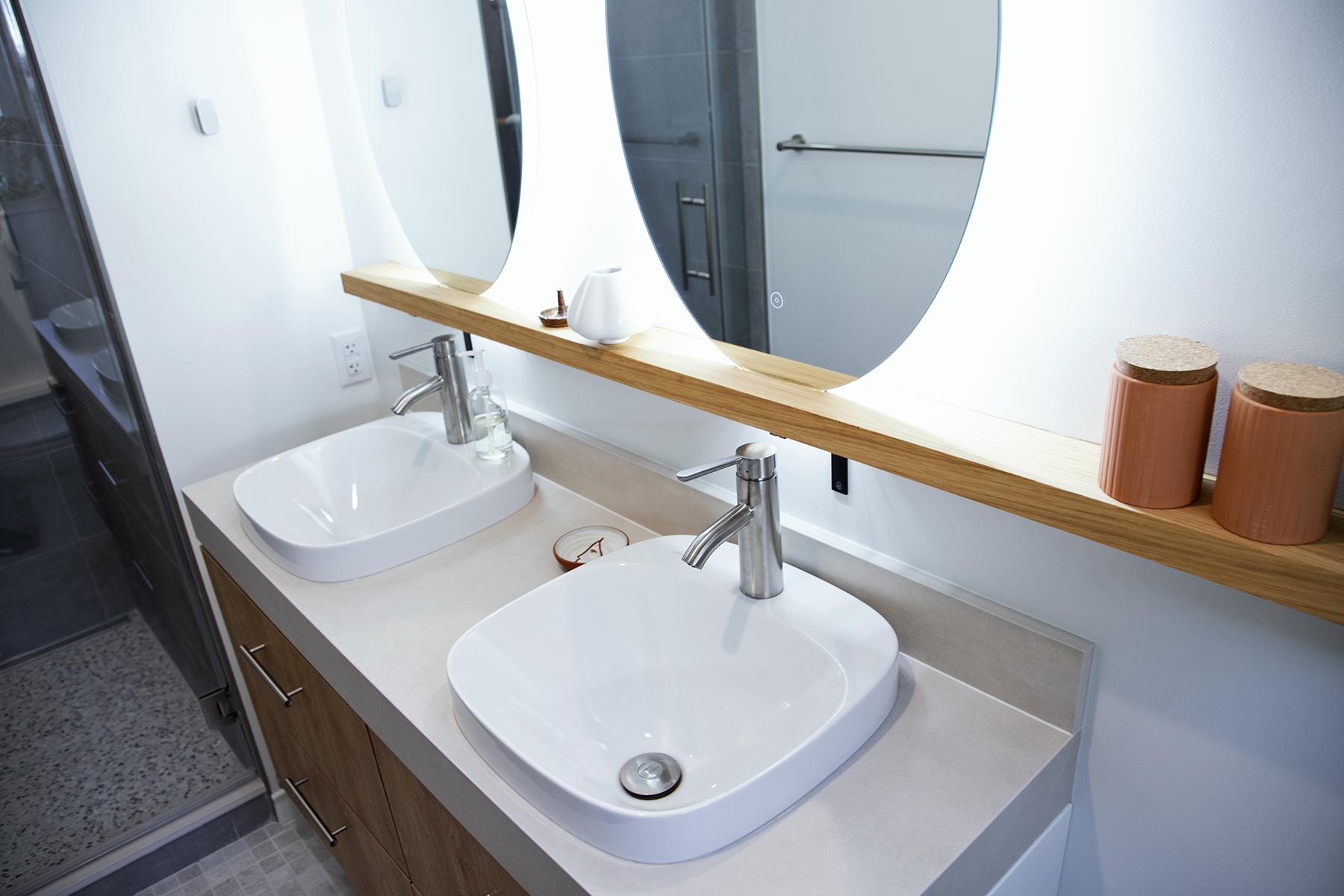 Bathroom Double Sink and Mirrors