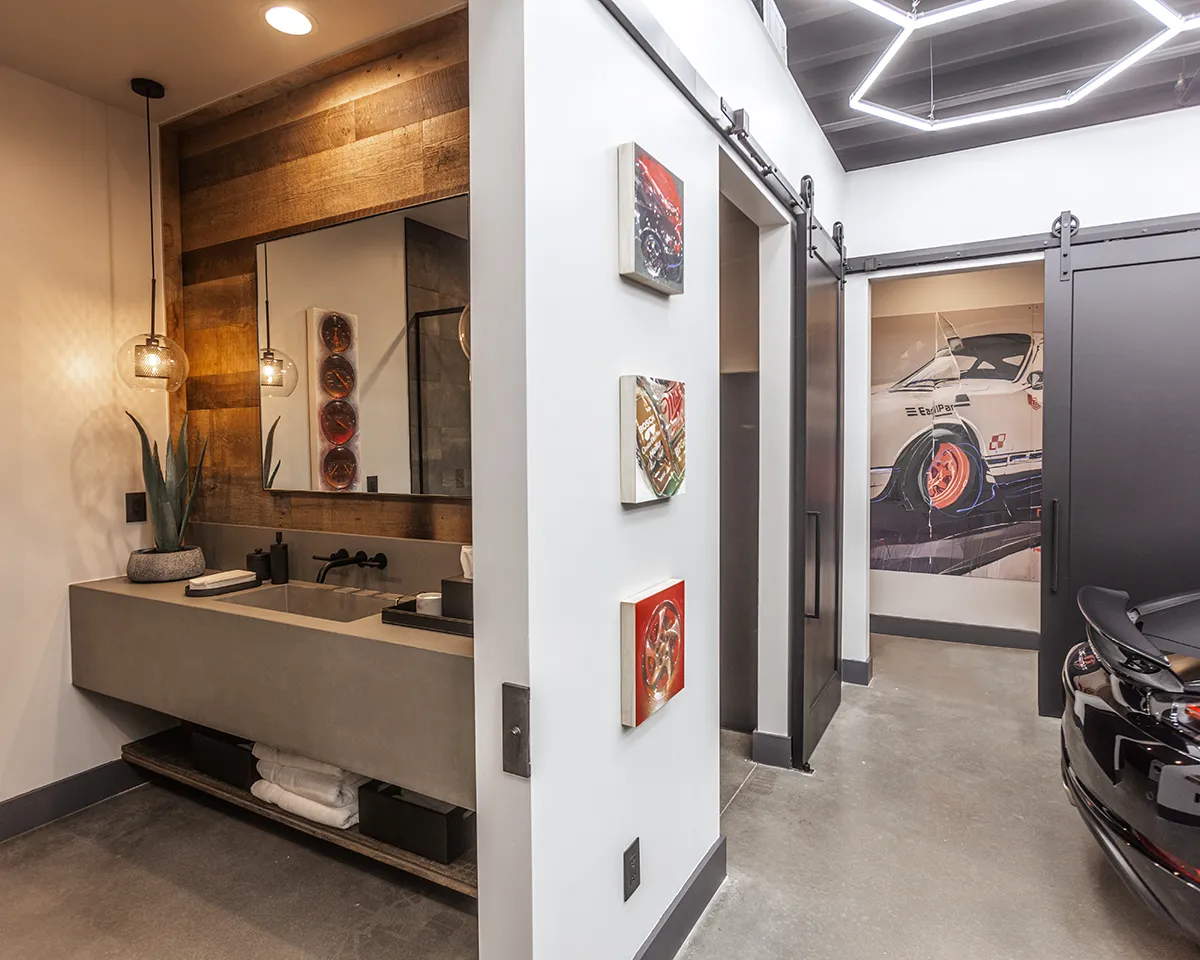 Sink area in garage.